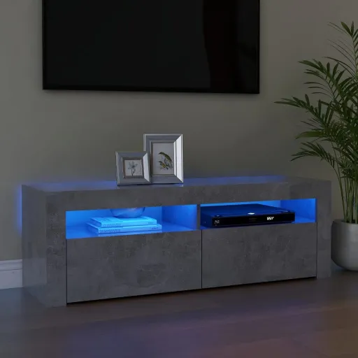 Mueble de TV Con Luces LED Gris Hormigón 120x35x40 cm