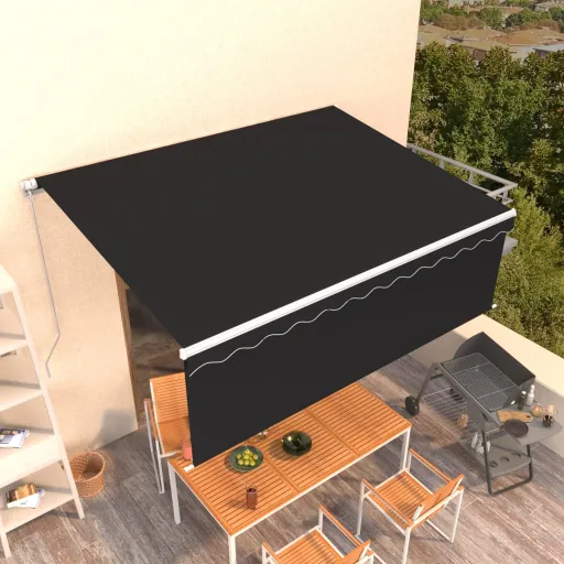 Toldo Retráctil Manual Con Persiana Antracita 4x3 m