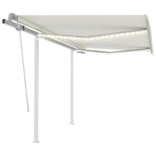 Toldo Manual Retráctil Con Luz LED Crema 3x2,5 m