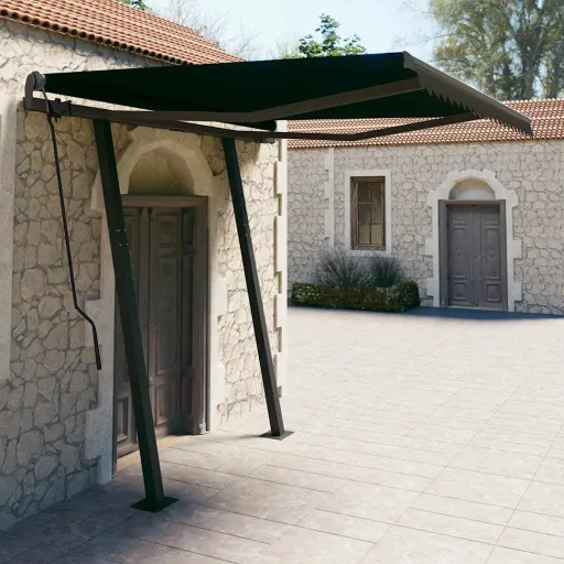 Toldo Retráctil Automático Con Postes Gris Antracita 3,5x2,5 m