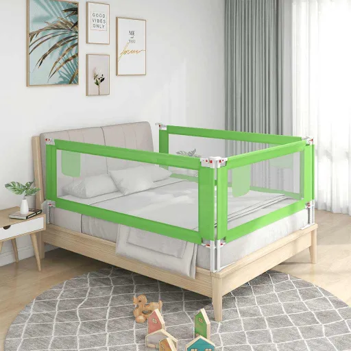 Barandilla de Seguridad Cama de Niño Verde Tela 150x25 cm