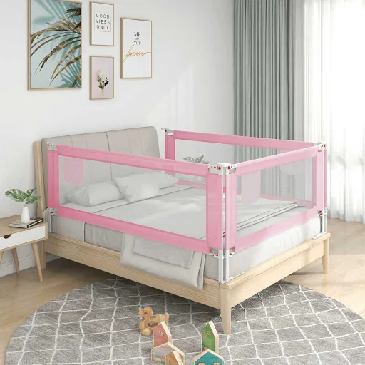 Barandilla de Seguridad Cama de Niño Tela Rosa 90x25 cm
