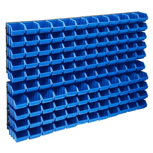 Kit de Cajas de Almacenaje 128 Pzas Paneles de Pared Rojo Negro