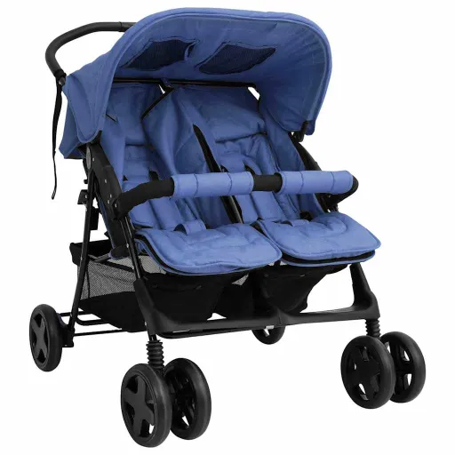 Carrito Para Gemelos de Acero Azul Marino