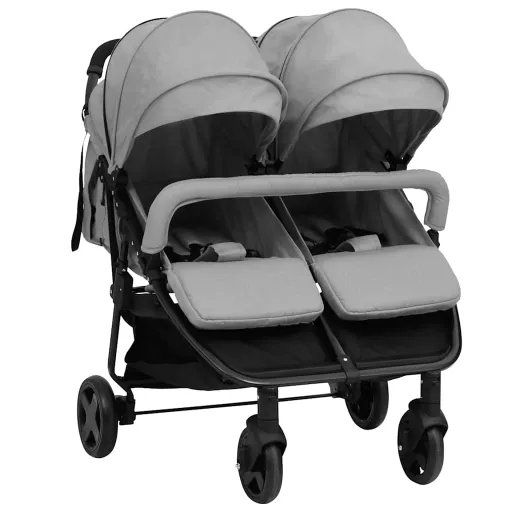 Carrito Para Gemelos de Acero Gris Claro y Negro