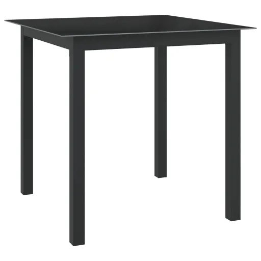 Mesa de Jardín de Aluminio y Vidrio Negro 80x80x74 cm