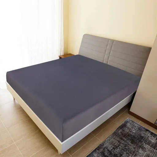 Sábana Bajera Jersey Algodón Antracita 90x200 cm