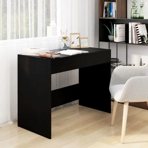 Escritorio de Madera Contrachapada Negro 101x50x76,5 cm