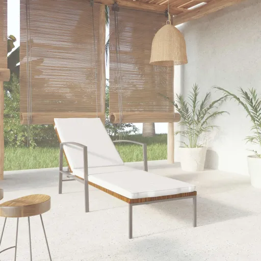 Tumbona de Jardín Con Cojín Ratán Sintético Marrón