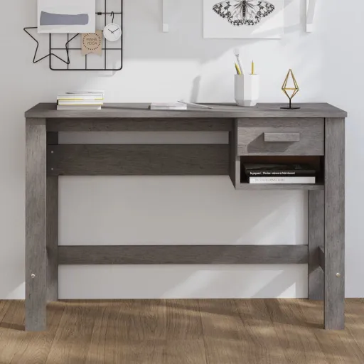Escritorio HAMAR Madera Maciza de Pino Gris Claro 110x40x75 cm