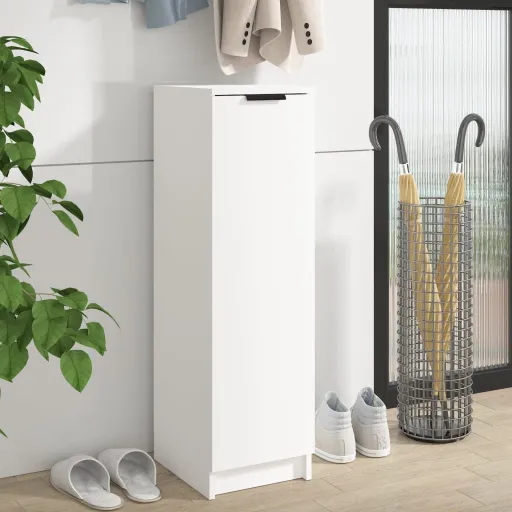 Mueble Zapatero de Madera Contrachapada Blanco 30x35x100 cm