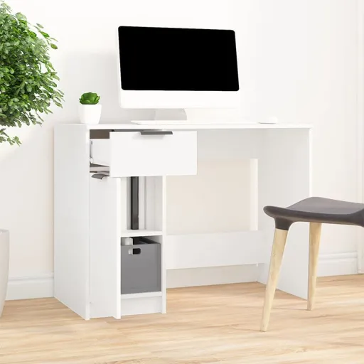 Escritorio de Madera Contrachapada Blanco 100x50x75 cm