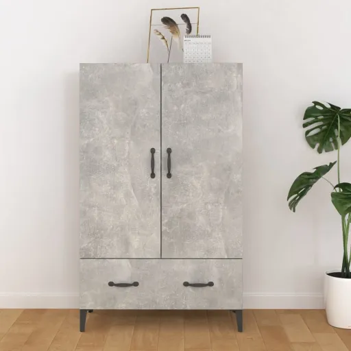 Aparador de Madera Contrachapada Gris Hormigón 70x31x115 cm