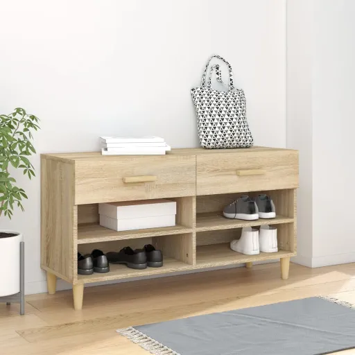Mueble Zapatero Madera Contrachapada Roble Sonoma 102x35x55 cm