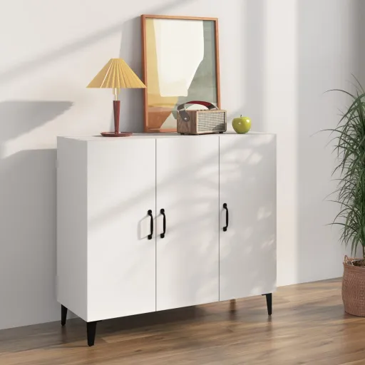 Aparador de Madera de Ingeniería Blanco 90x34x80 cm