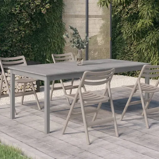 Mesa de Jardín Madera Maciza de Acacia Gris 200x100x75 cm