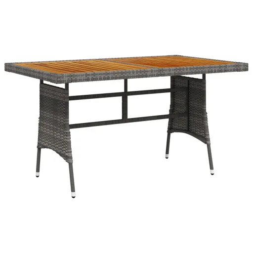 Mesa de Jardín Ratán PE y Acacia Maciza Gris 130x70x72 cm