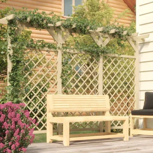 Valla de Jardín Con Pérgola Madera Pino Impregnada 300x50x200cm