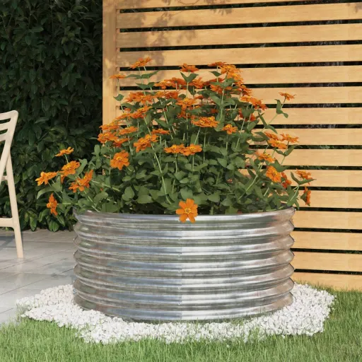 Jardinera de Acero Galvanizado 80x80x36 cm Plateado