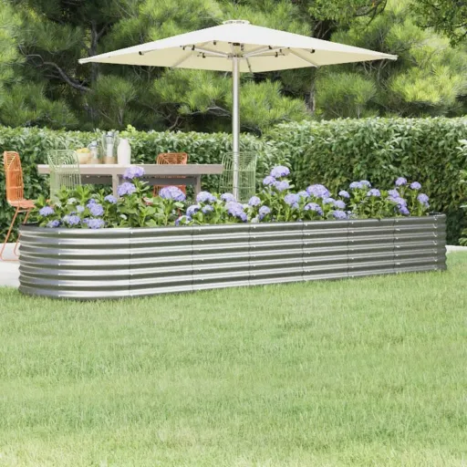 Jardinera Arriate Acero Galvanizado Plata 296x80x36 cm