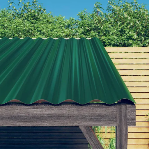Paneles de Tejado 12 Unidades Acero Galvanizado Verde 100x36 cm