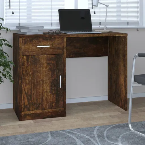 Escritorio Con Cajón y Armario Contrachapada 100x40x73 cm