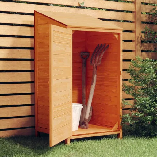 Cobertizo de Jardín Madera de Abeto Maciza Marrón 55x52x112 cm