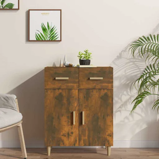 Aparador Madera Contrachapada Roble Ahumado 69,5x34x89 cm