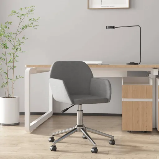 Silla de Oficina Giratoria de Tela Gris Claro