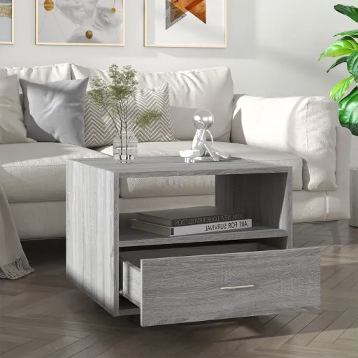 Mesa de Centro Madera de Ingeniería Gris Sonoma 55x55x40 cm