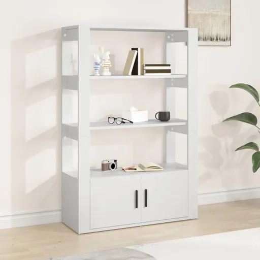 Aparador de Madera Contrachapada Blanco 80x30x119,5 cm