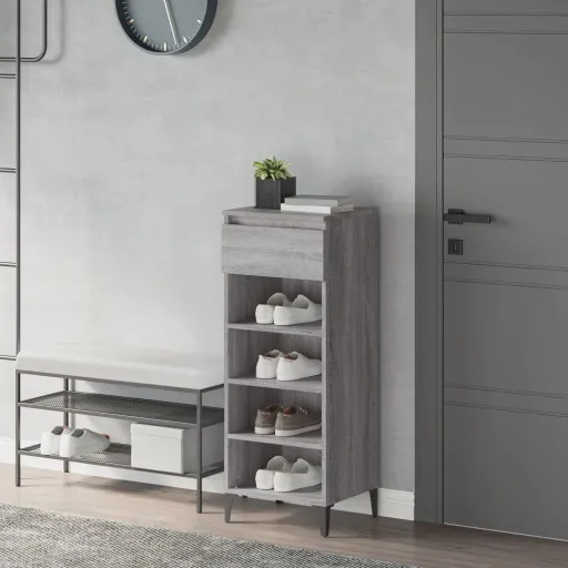 Mueble Zapatero Madera Contrachapada Gris Sonoma 40x36x105 cm