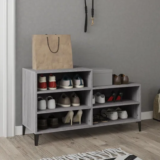 Mueble Zapatero Madera Contrachapada Gris Sonoma 102x36x60 cm