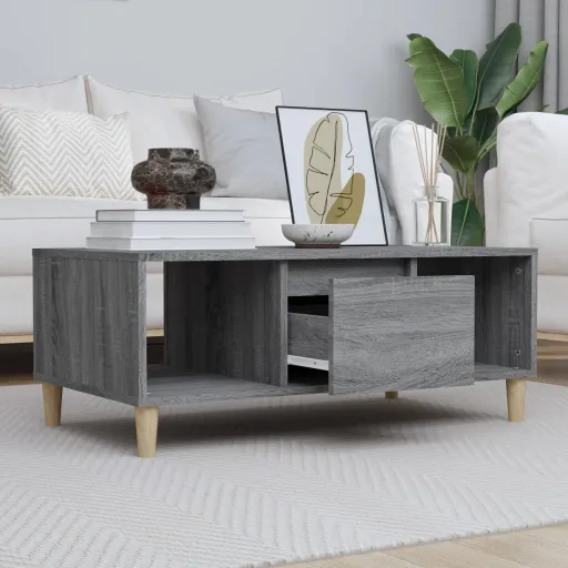 Mesa de Centro Madera Contrachapada Gris Sonoma 90x50x36,5 cm