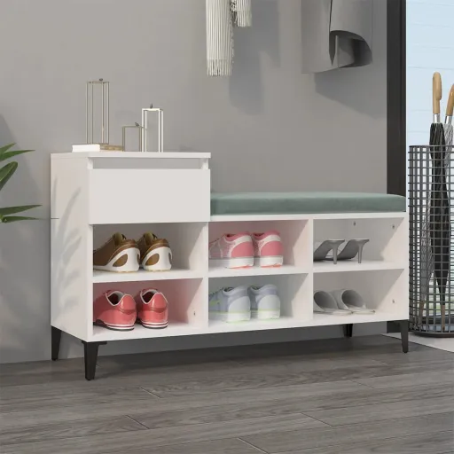 Mueble Zapatero Madera Contrachapada Blanco 102x36x60 cm