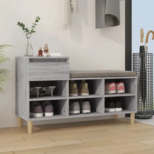 Mueble Zapatero Madera Contrachapada Gris Sonoma 102x36x60 cm