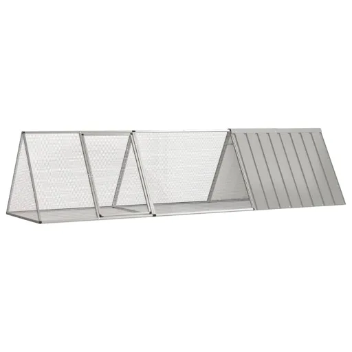 Jaula Para Conejos de Acero Galvanizado, Gris, 302,5 x 80,5 x 71 cm