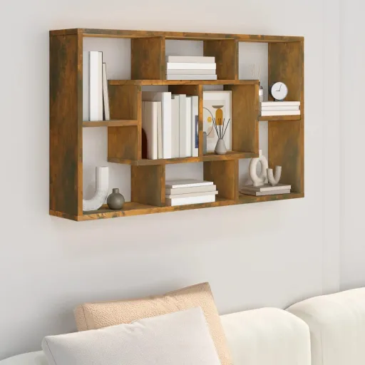 Estantería Pared Madera Ingeniería Roble Ahumado 85x16x52,5 cm