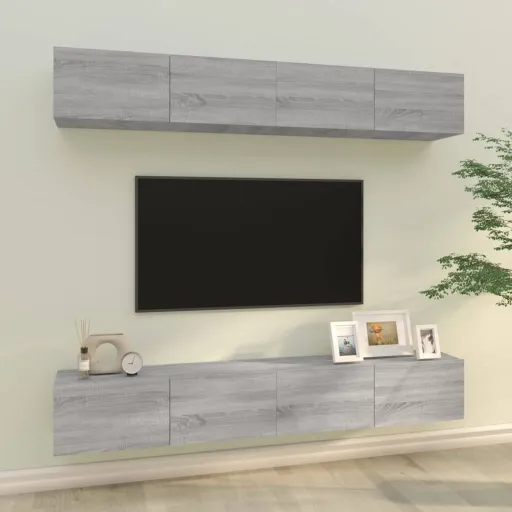 Muebles de TV 4 Piezas Gris Sonoma 100x30x30 cm