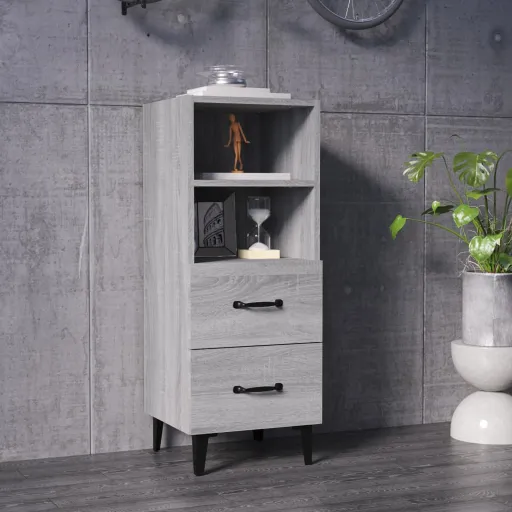 Aparador de Madera Contrachapada Gris Sonoma 34,5x34x90 cm