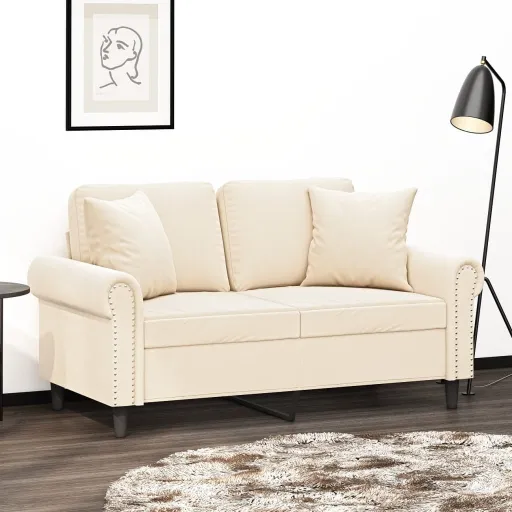 Cojines Decorativos 2 Uds Terciopelo Crema 40x40 cm