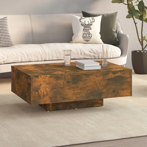 Mesa de Centro Madera Contrachapada Roble Ahumado 85x55x31 cm