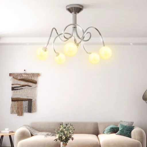 Lámpara de Techo Pantallas Cristal Redonda 5 Bombillas LED G9