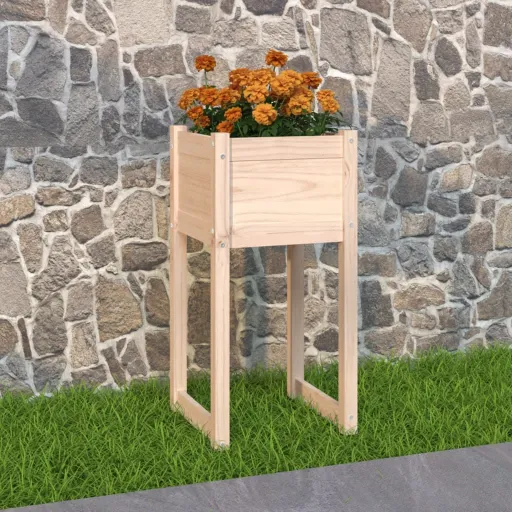 Jardinera de Madera Maciza de Pino 40x40x81 cm