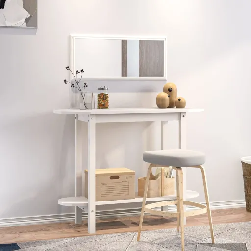 Mesa Consola de Madera Maciza de Pino Blanco 110x40x80 cm