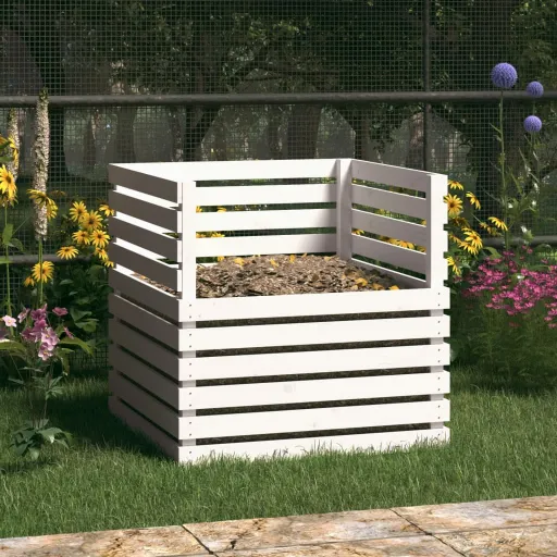 Compostador de Madera Maciza de Pino Blanco 80x80x78 cm