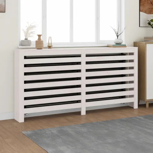 Cubierta de Radiador Madera Maciza de Pino Blanco 169x19x84 cm