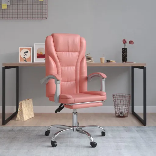 Silla de Oficina Reclinable Cuero Sintético Rosa