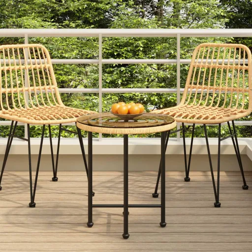Mesa de Comedor de Vidrio Templado y Acero 50 cm