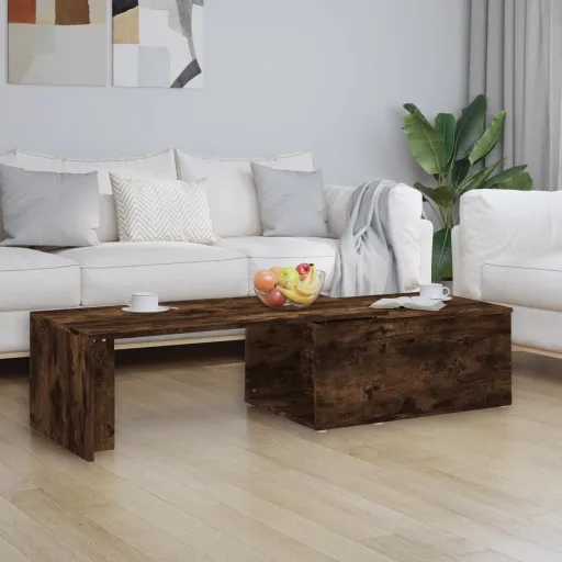 Mesa de Centro Madera Contrachapada Roble Ahumado 150x50x35 cm